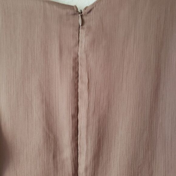 H&M Beige V-neck Chiffon Babydoll style Hi-Low Balloon sleeve dress,sz XXS - Picture 6 of 10